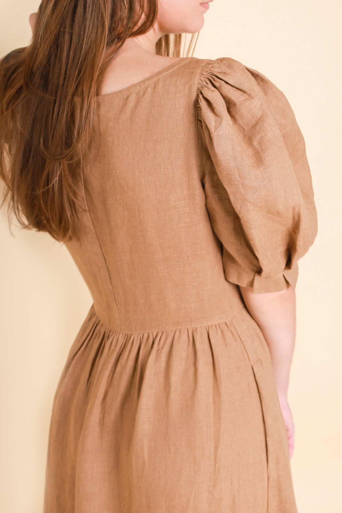 Puff Sleeves Linen Dress JULIA