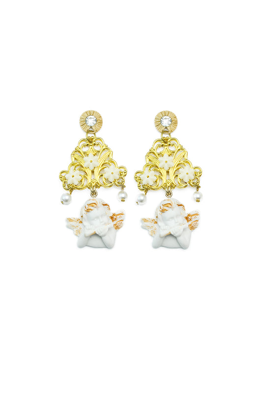 Baroque Jewelled Earrings with Victorian Angel