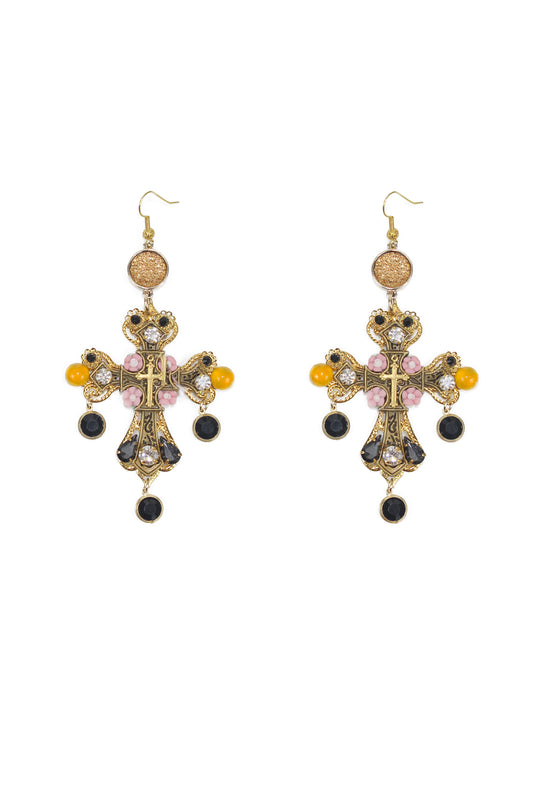 Vintage Style Rhinestones Cross Crystal Earrings
